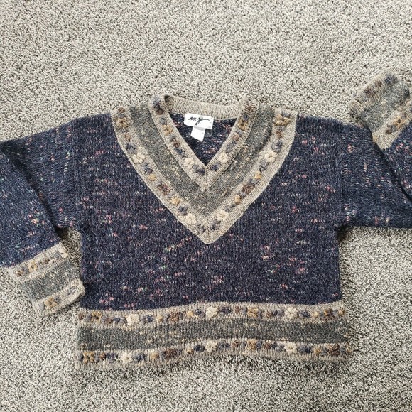 Vintage‎ Sweater V-Neck Wool Blend Y2K Large Cottagecore Vintage - Picture 5 of 11